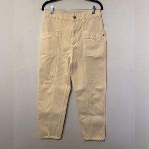 Sandro Paris Otis High Waist Straight Leg Jeans Cream Organic Cotton 10 8